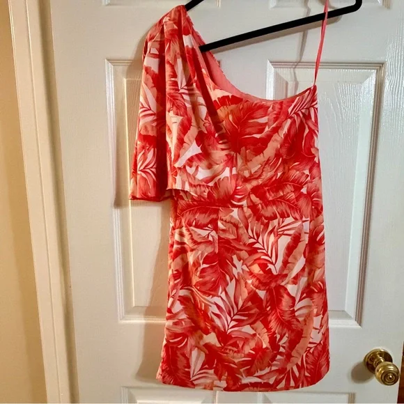 DO + BE One Shoulder Tropical Print Dress Mini | Resort Vacation | Size M - Picture 5 of 6